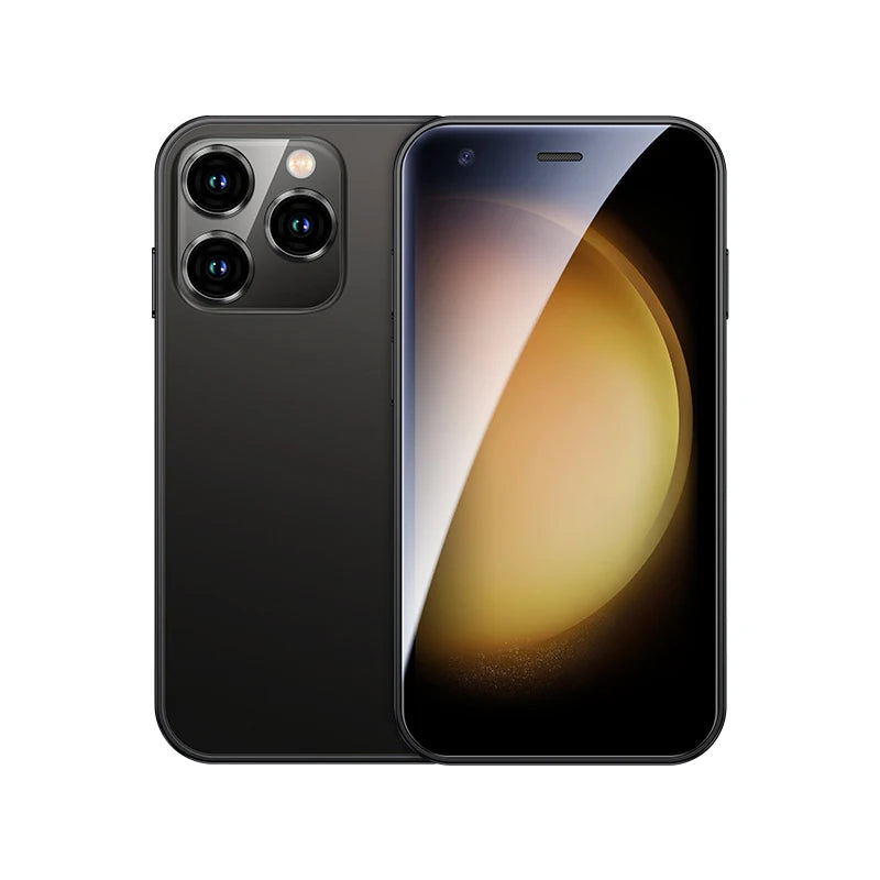 Smartphone with dual rear cameras, black back and front display