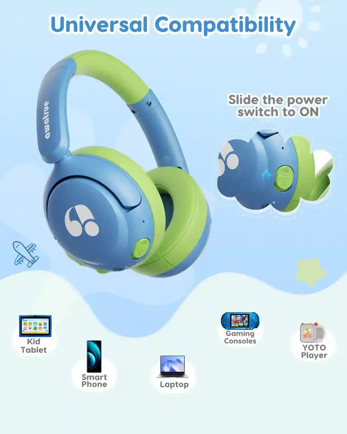 Kids Wireless Headphones - Safe 85dB Audio Over-Ear Design Tidesmit