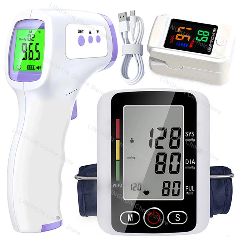 Digital Arm Blood Pressure Meter Cuff Medical Automatic Pressure Tonometer Tensiometer Heart Rate Pulse Meter BP Monitor Healthy