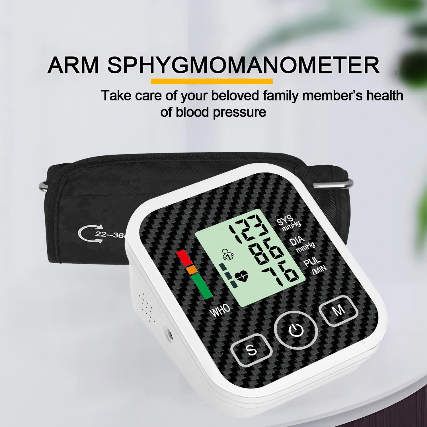 Electronic Blood Pressure Monitor Medical Home Arm Blood Pressure Monitor Heart Rate Measuring Device Upper Arm Sphygmomanometer