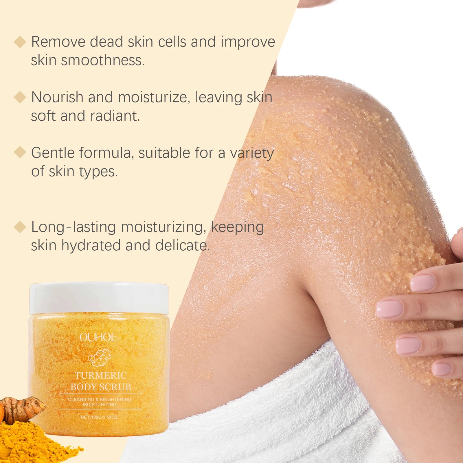 Turmeric Body Scrub for Smooth Skin - Natural Exfoliating Sea Salt 5pcs Scrubs Treatments Tidesmit