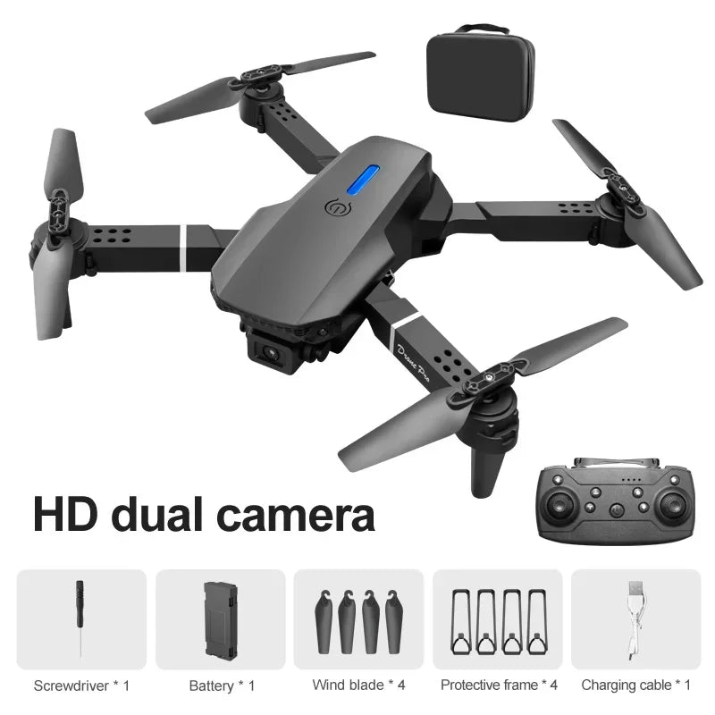 4K Foldable Camera Drone with Dual HD Lenses - Tidesmit Black-Dual-4K-Bag Tidesmit