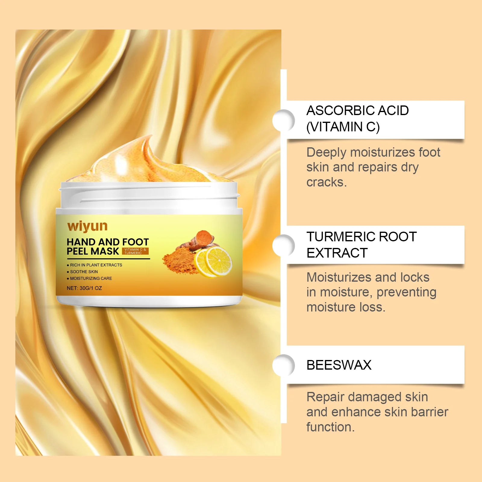 Vitamin C Turmeric Hand Mask for Exfoliation and Skin Repair - Tidesmit Scrubs Treatments Tidesmit