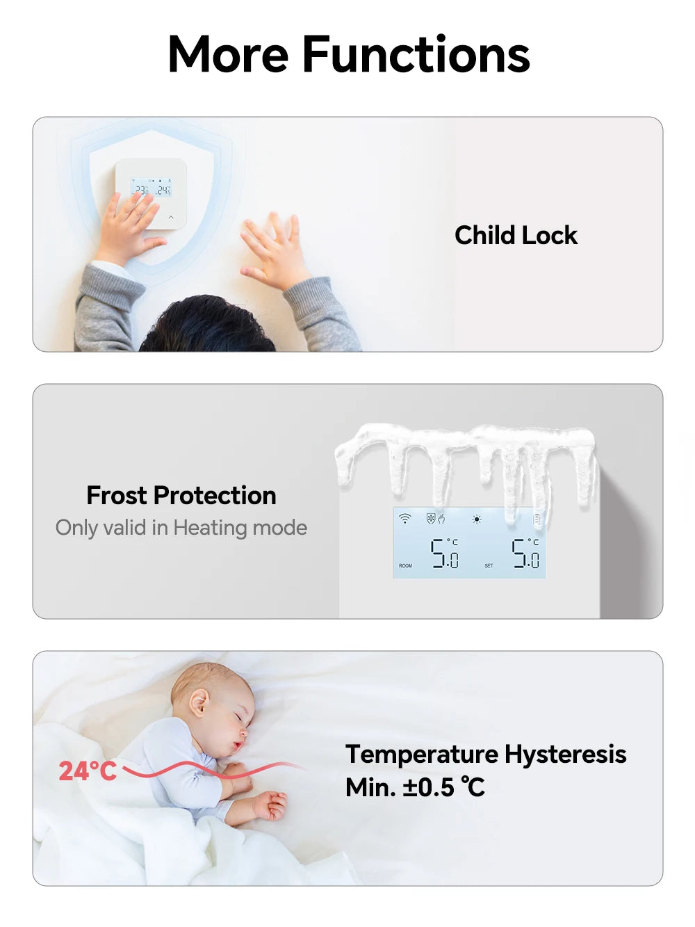 WiFi/Zigbee Thermostat for Boiler Smart Tuya Programmable Heating/Cooling Temperature Controller Alexa Google Home