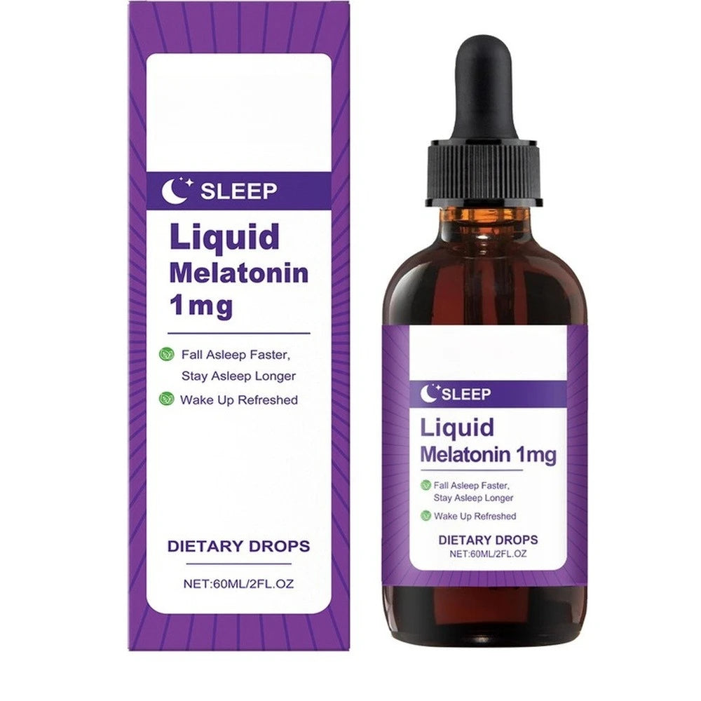 Liquid Melatonin 1 Mg Sleep Drops, Mint Leaf Extract, Fall Asleep Faster, Stay Asleep Longer, Wake Up Refreshed 60 ML