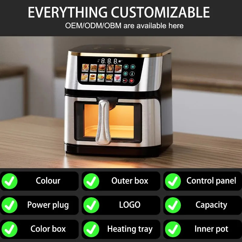 Professional 12L 15L Digital Air Fryer Oven Stainless Steel Smart Multi Functional Large Capacity Commercial No Oil 2025 New