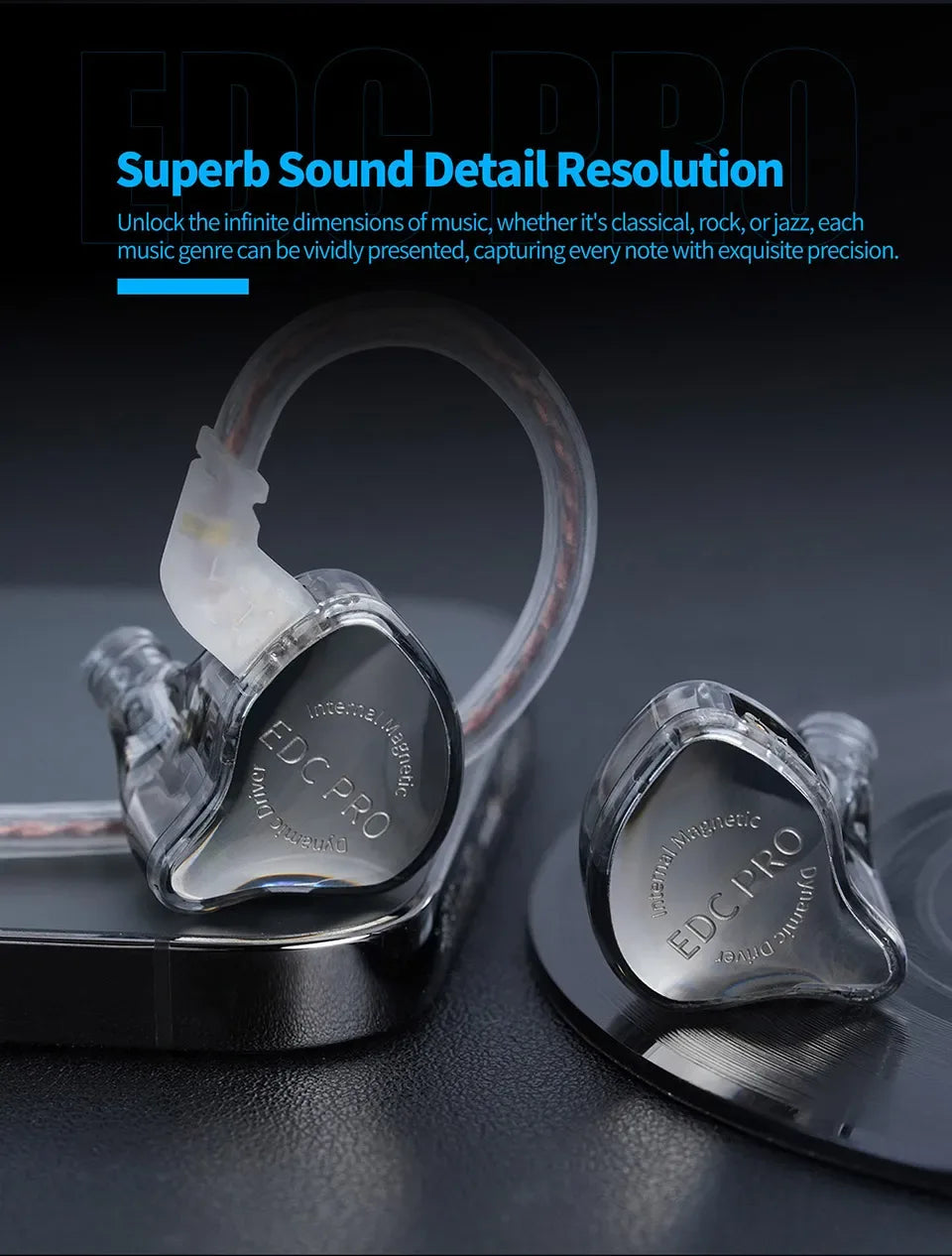 KZ EDC PRO HIFI 3.5MM AUX Wired Earphone Dynamic High Performance Monitor In-Ear Earbuds IEM Detachable Cable Harman EDXPRO Lite Tidesmit