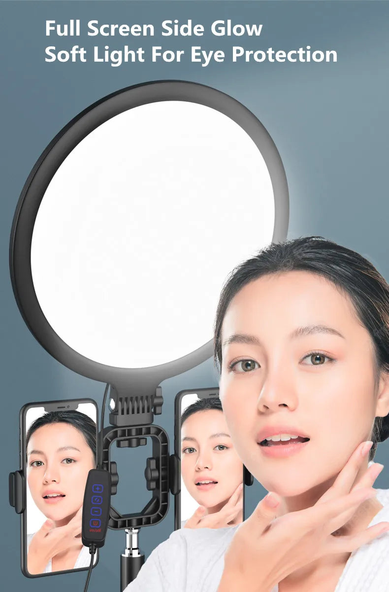 10-Inch LED Ring Light with 2M Adjustable Tripod for Professional Streaming Tidesmit