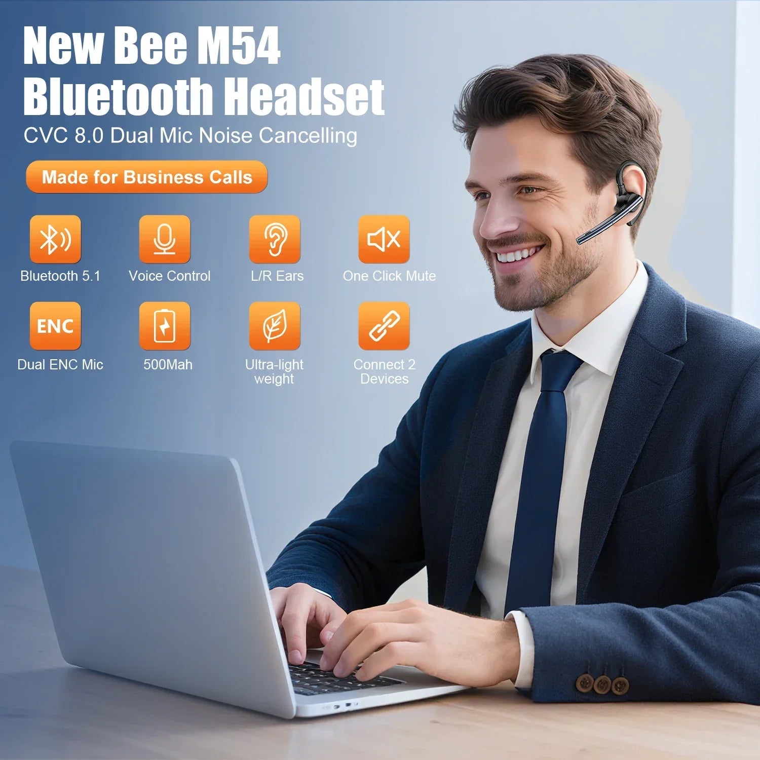 Wireless Office Headset with Noise Cancelling Mic | Tidesmit Tidesmit