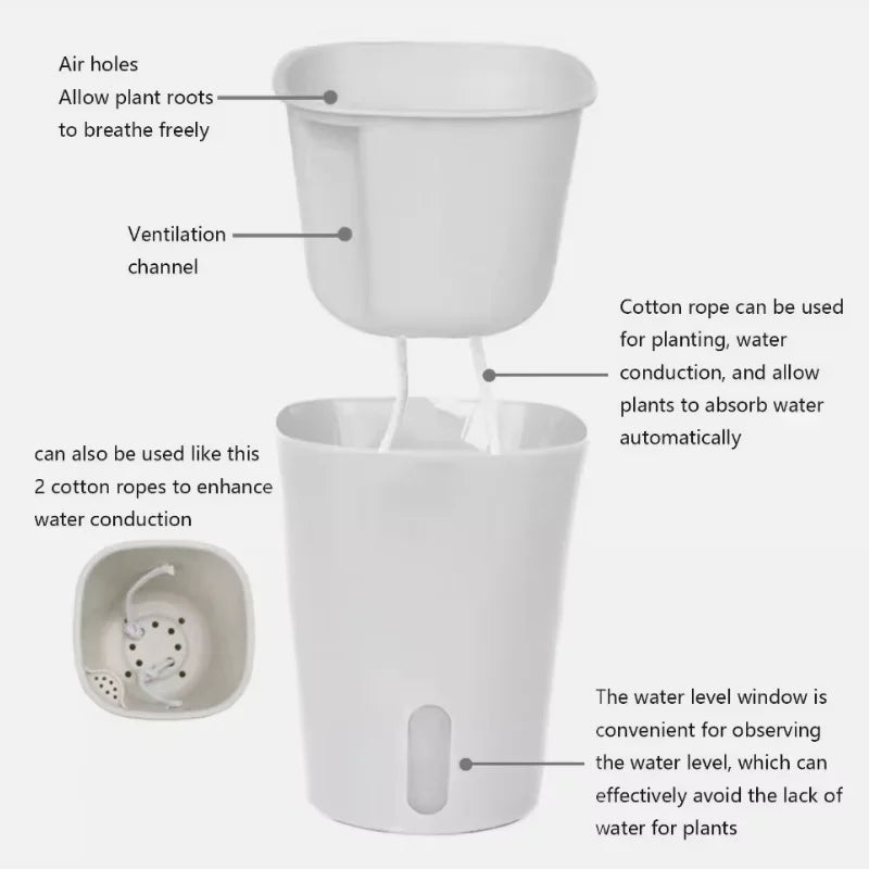 2pcs Self Watering Plants Pot  Automatic Watering Irrigation Gardening Pots for Plants Lazy Home Decoration Bonsai Plant Pot