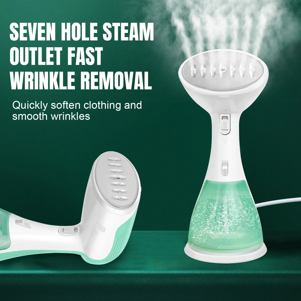 Tidesmit BRIEFNESS handheld garment steamer showing steam output and internal heating element feature.