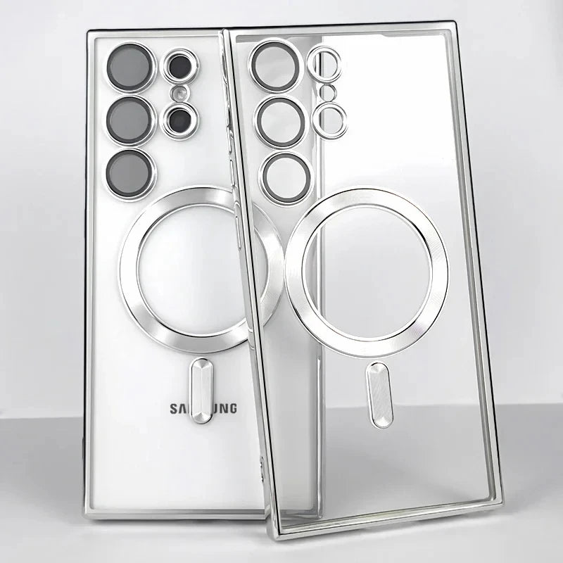 Magnetic Wireless Charging Phone Case for Samsung Galaxy S25 Ultra Series Silver Tidesmit