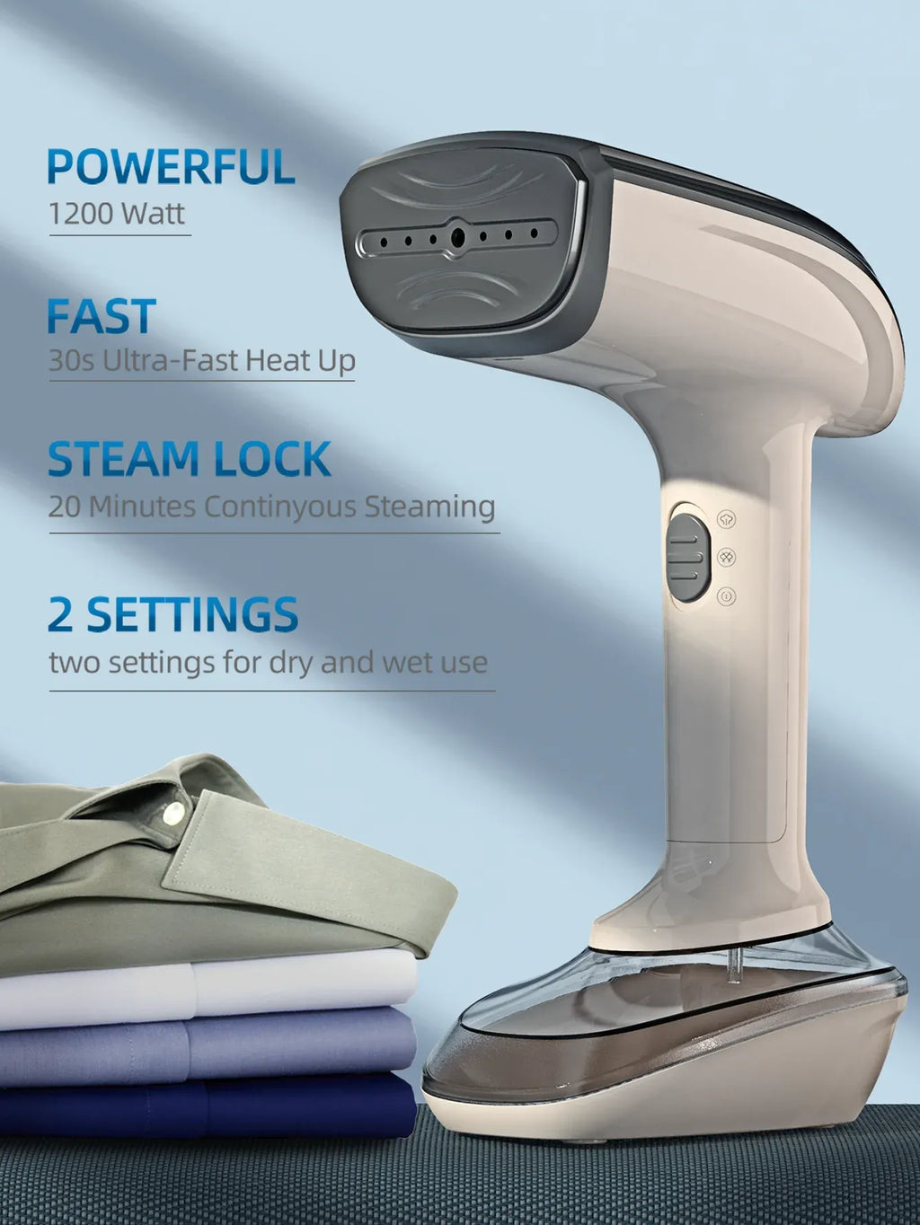 Tidesmit Handheld Garment Steamer 1200W 300ml US Plug
