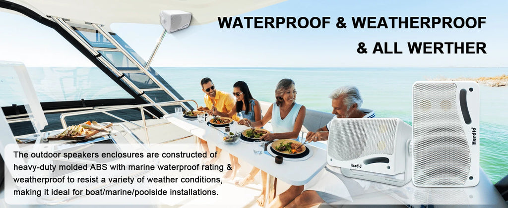 Herdio 3.5inch Outdoor Speaker 200W Waterproof Wall Mount Speakers HiFi Passive Wired 3 Way Premium Mountable Speake Black