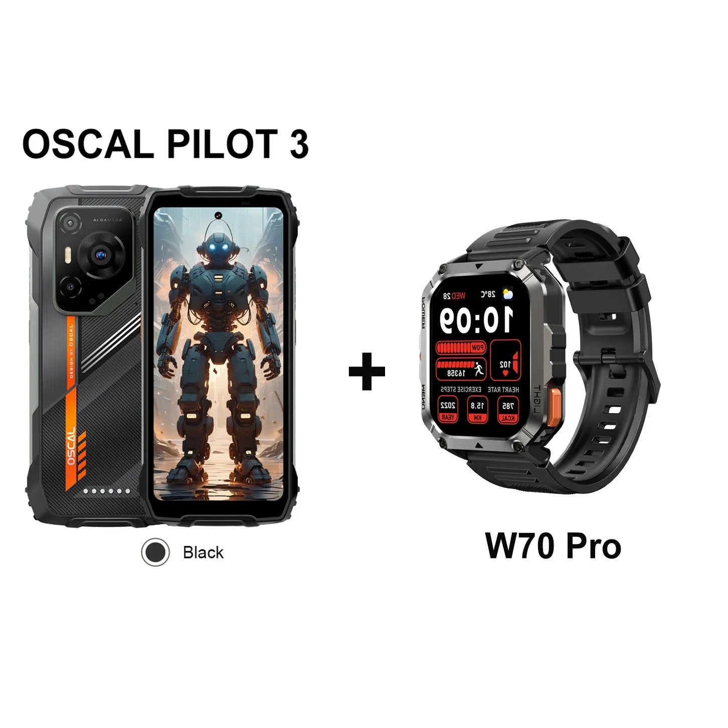 Blackview OSCAL PILOT 3 5G AI Rugged Smartphone MTK 6300, 6.78" 2.4K Display 120Hz, 12GB 256GB, 7500Amh Battery Phone,Android15