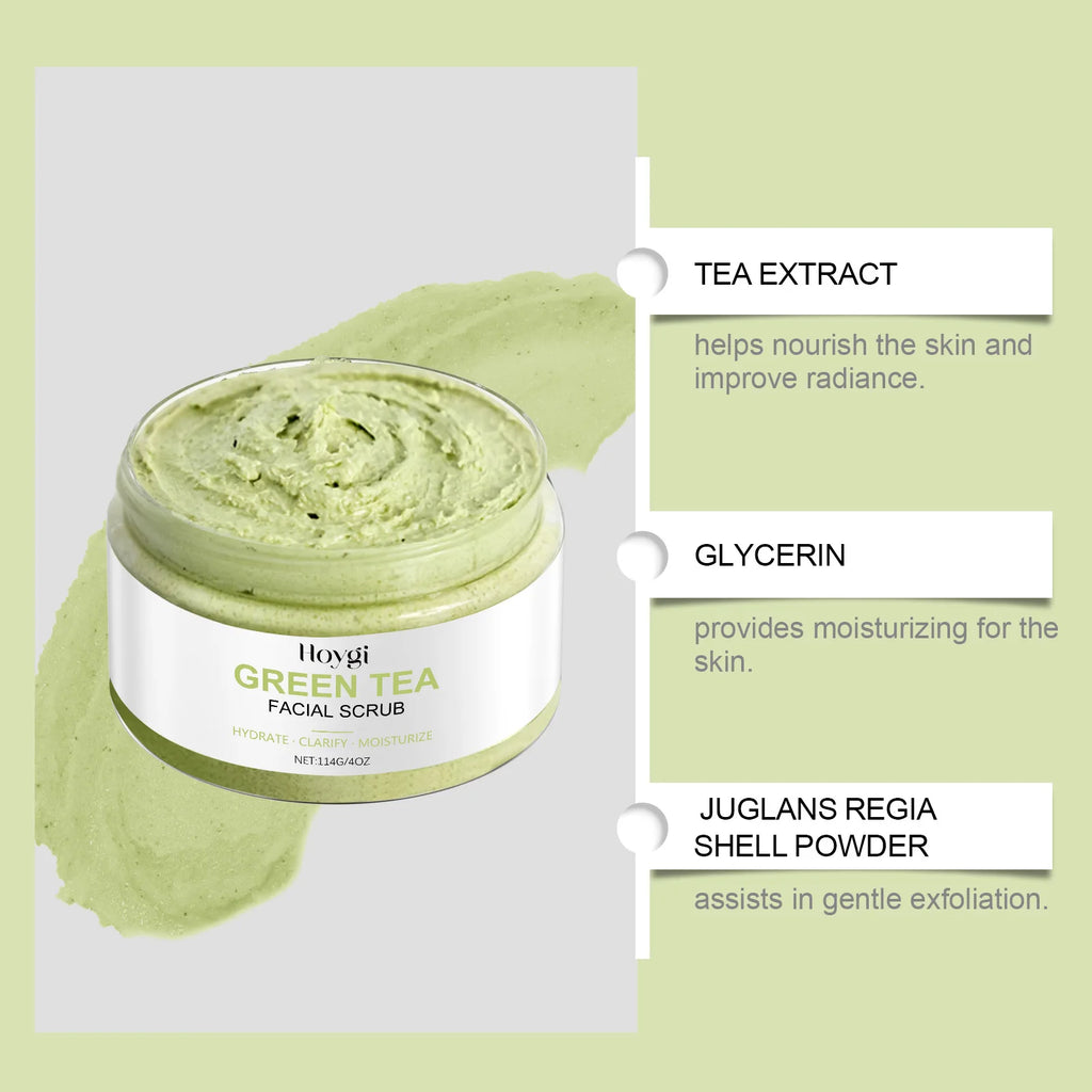 Green Tea Facial Scrub - Deep Pore Exfoliation - Natural Skin Care Scrubs Treatments Tidesmit