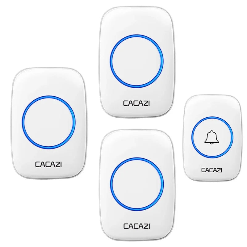 CACAZI 36 music 110DB 300M Wireless Doorbell Waterproof Remote Battery powered Smart Door Bell Battery 1  2 Button 1 2  Receiver