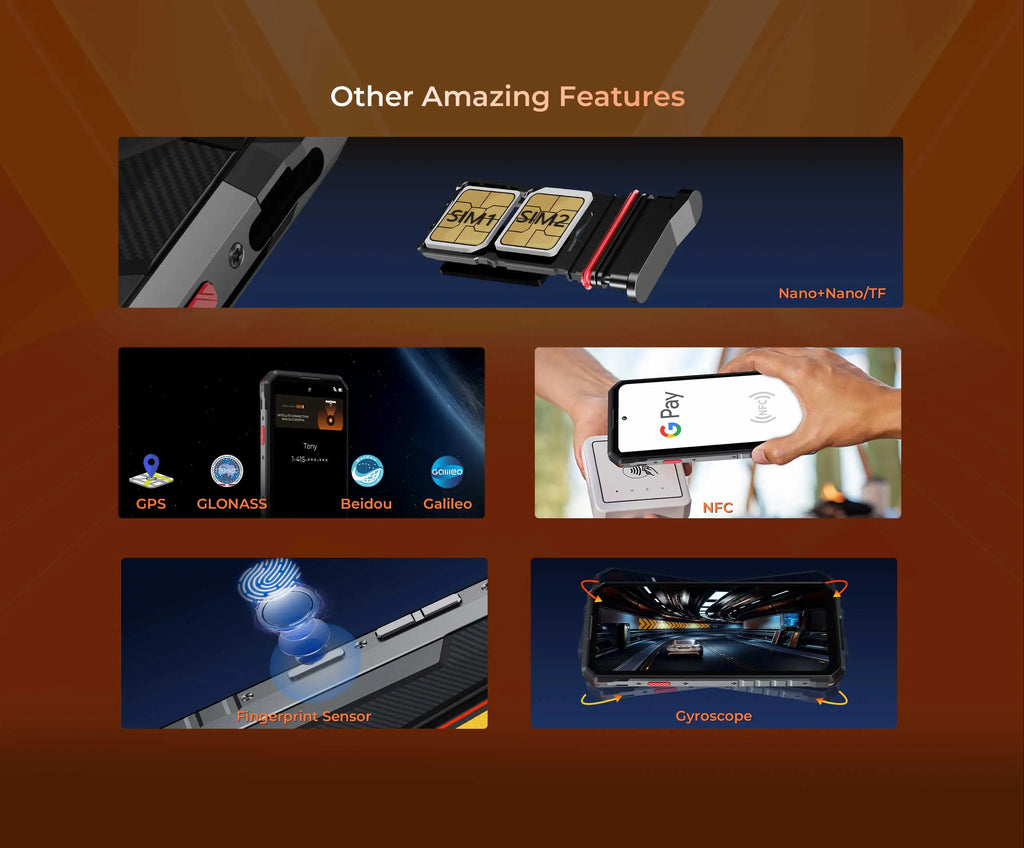 OUKITEL WP58 PRO 5G Rugged Phone 24GB(8+16) RAM + 512 ROM, 6.7'' HD 10000mAh 33W Android 15 NFC Cellphone with Dual Camping Lamp