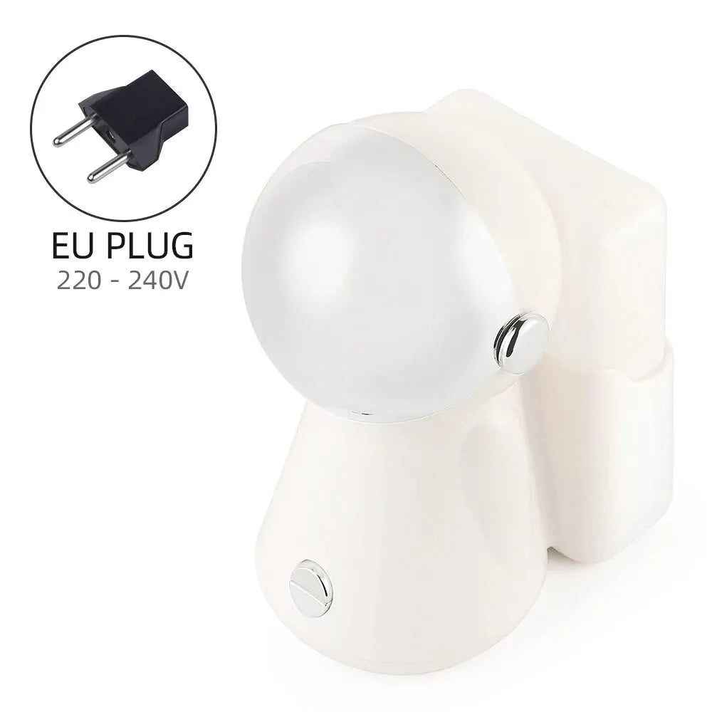 White wall-plug night light with a round, adjustable head and a 220-240V EU power plug.