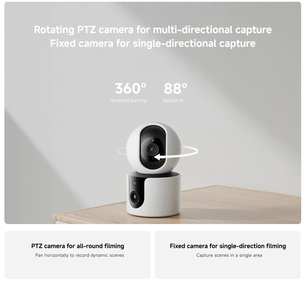 Xiaomi Smart Camera C300 Dual Lens PTZ 360° AI Detection 3 Million Pixels Full Color Night Vision WiFi 6 Home Security Mi Home C
