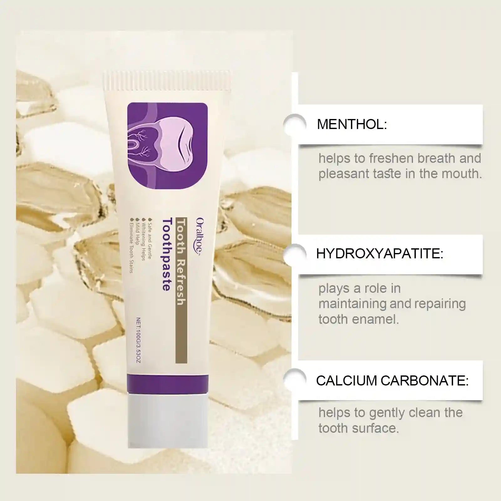 Tidesmit hydroxyapatite teeth whitening toothpaste for deep stain removal and lasting fresh breath