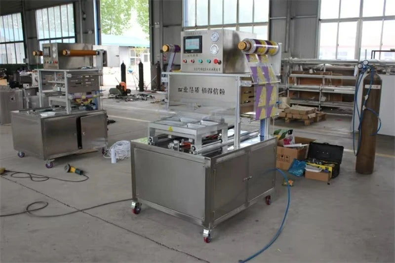 Customized New Type Vacuum Fresh Food Tray Sealer/plastic Bowl Cups Sealing Machine/vacuum Plastic Box Container Sealing Machine