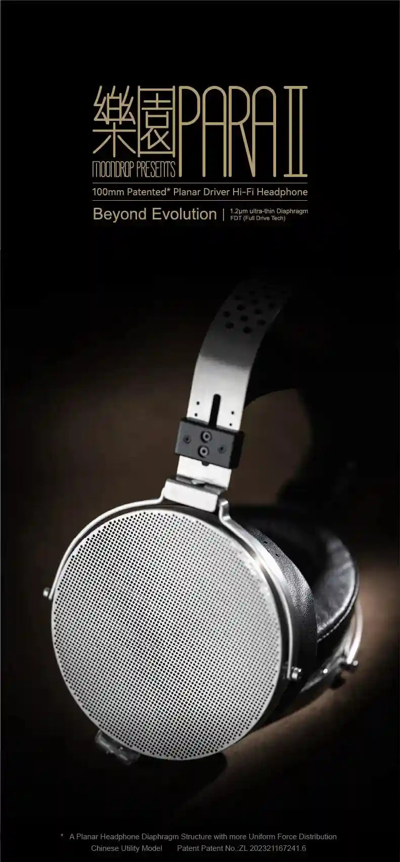Moondrop Para II Planar Magnetic Headphones 100mm Open Back Studio Monitor Tidesmit