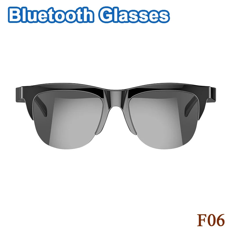 Smart Bluetooth Audio Sunglasses - Wireless Hands-Free Spatial Audio Black Black F06 Tidesmit