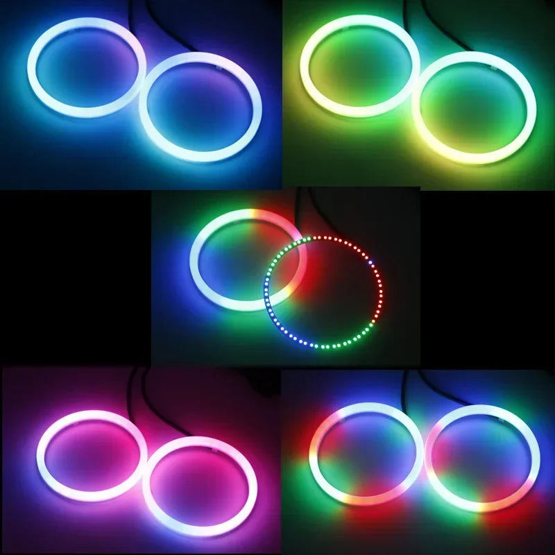 RGB LED Angel Eyes Halo Ring Light - Bluetooth APP Control 4PCS Kit Tidesmit