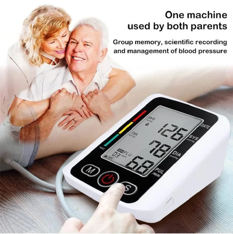 Automatic Tonometer Upper Arm Blood Pressure Monitor LCD Screen Sphygmomanometer Digital BP Monitor Medical Tensiometer Measure