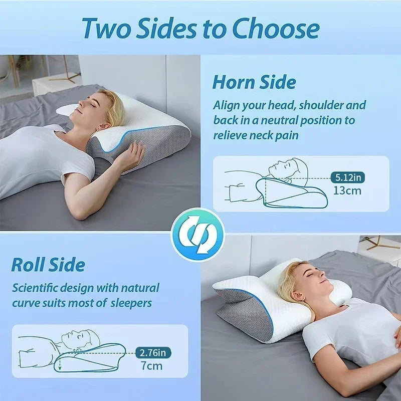 Memory Foam Ergonomic Pillow for Neck Support - High Density Foam Massage Cushion Tidesmit