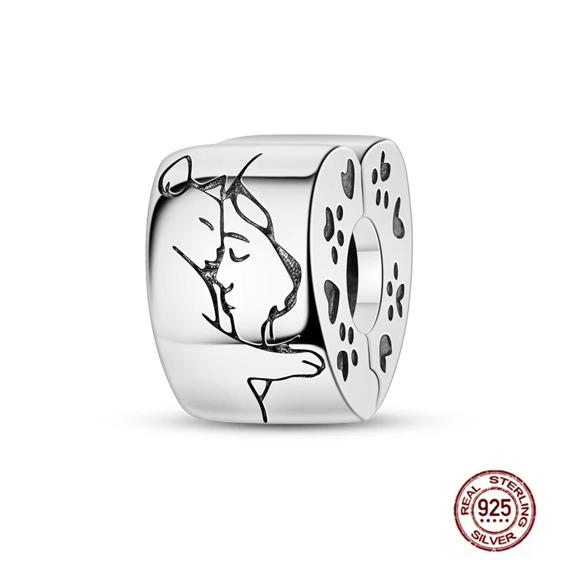 925 sterling silver dog charm bead for bracelets, featuring a pet hugging design, perfect for DIY jewelry lovers.
