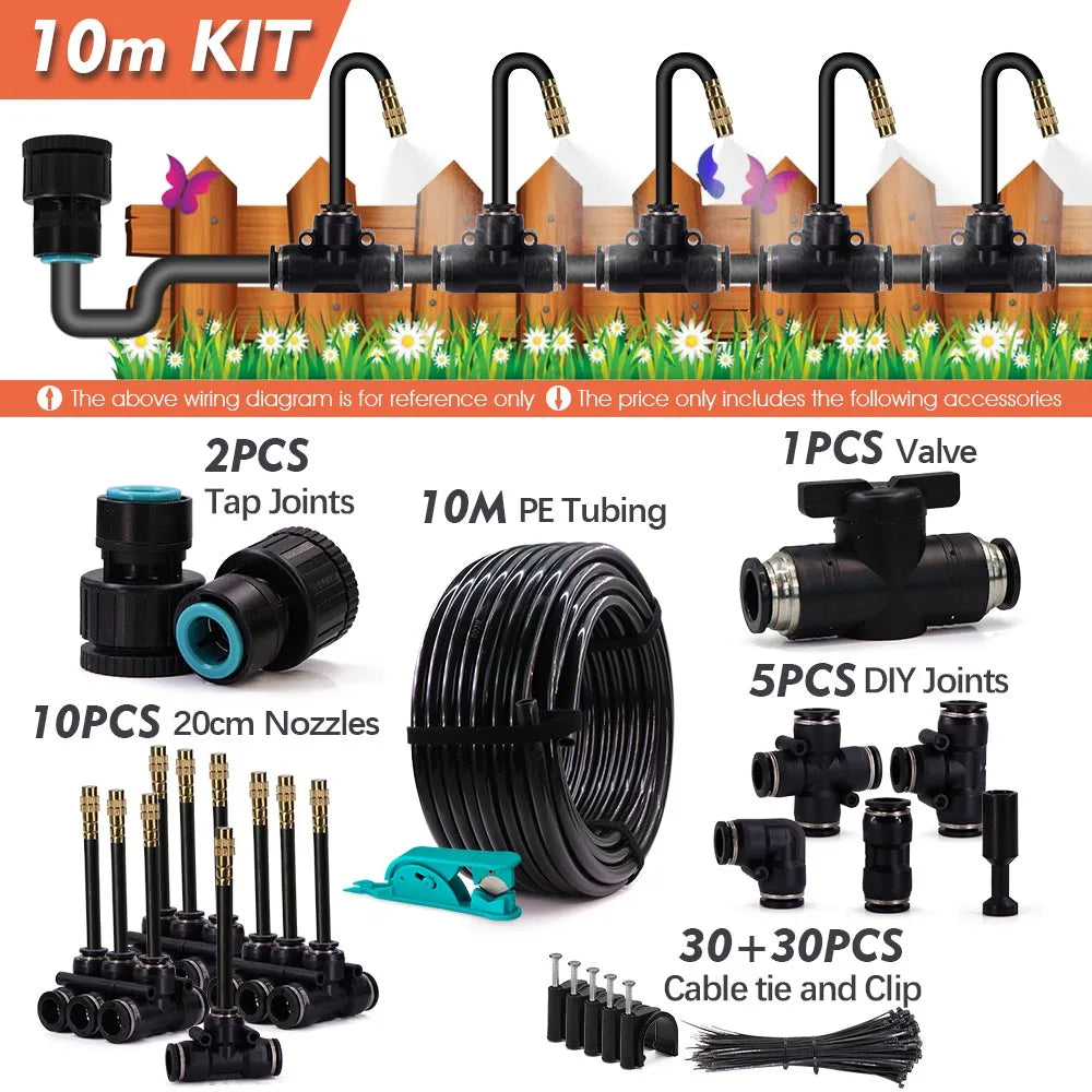 3/8" 9/12mm Garden Auto Watering System 360° Bend Adjustable Sprayer Nozzle Plants Potted Irrigation Misting Cooling Sprinkler