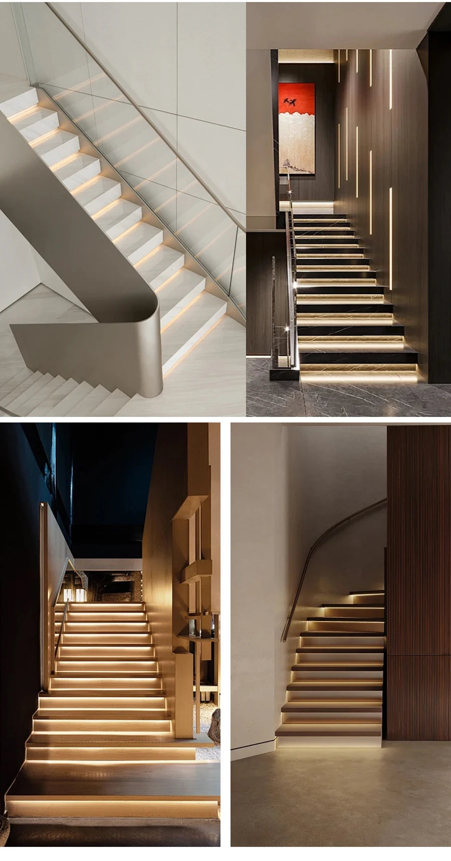 5-30 Steps New Tuya Wifi Staircase Light Kit Motion Sensor Wall Switch Remote APP Control Stair LED Strip Full Set STEP-E4