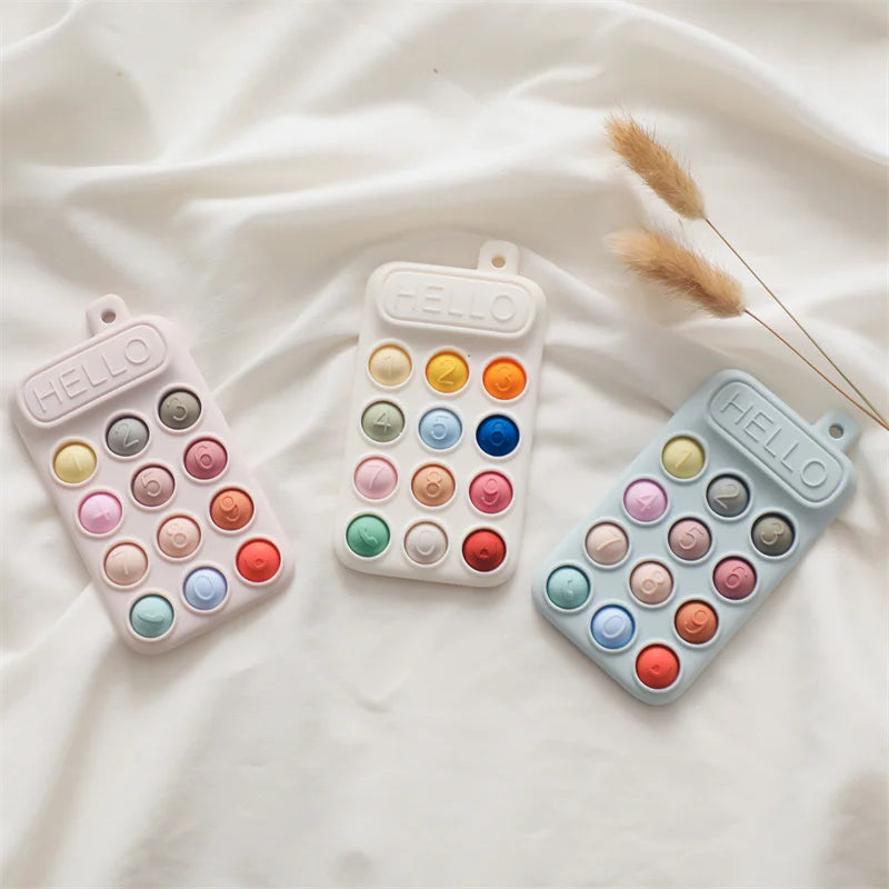 Baby Silicone Phone Teether Toy Pacifier Kids Cartoon Teething Silicone Newborn Early Dental Care Gums Molar Stick Baby Toy Gift