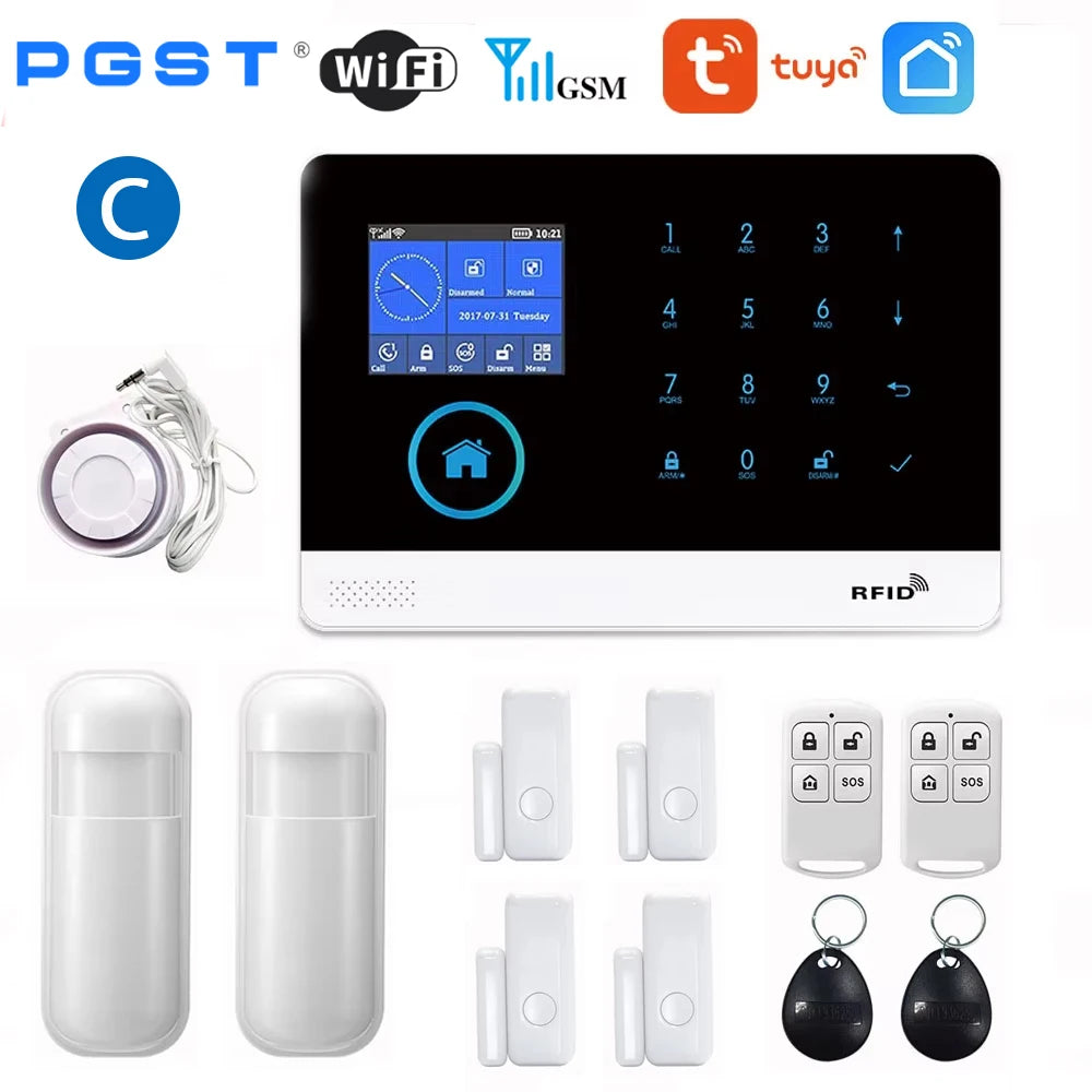 Wireless Home Alarm System with WiFi, Tuya App, and Smart Alerts C Eu plug Tidesmit