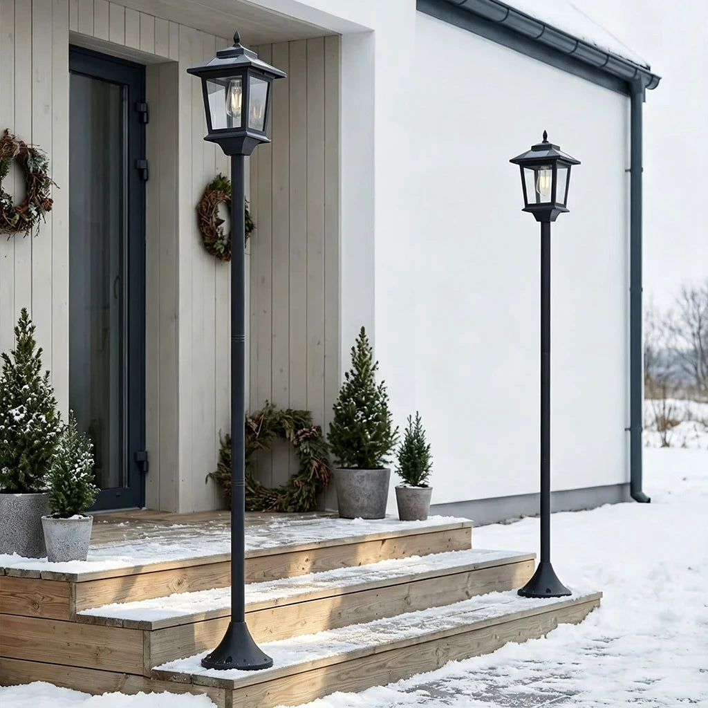 2 PCS Solar Garden Light Outdoor Waterproof LED Lawn Lamp Vintage Style Solar Powered Pathway Light for Yard Patio Driveway