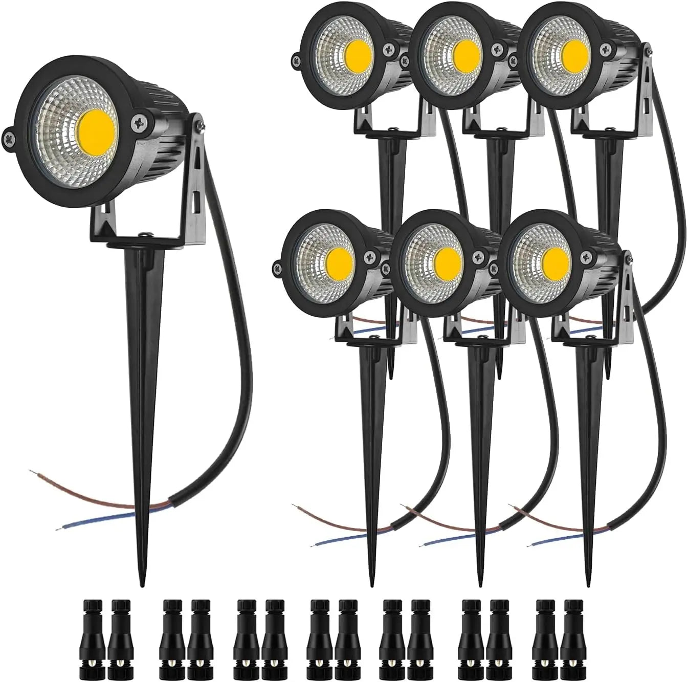 10 Pack 5W 10W Low Voltage Landscape Lights 12V with Connectors Waterproof Outdoor Spotlights for Trees Pathway Lawn Yard