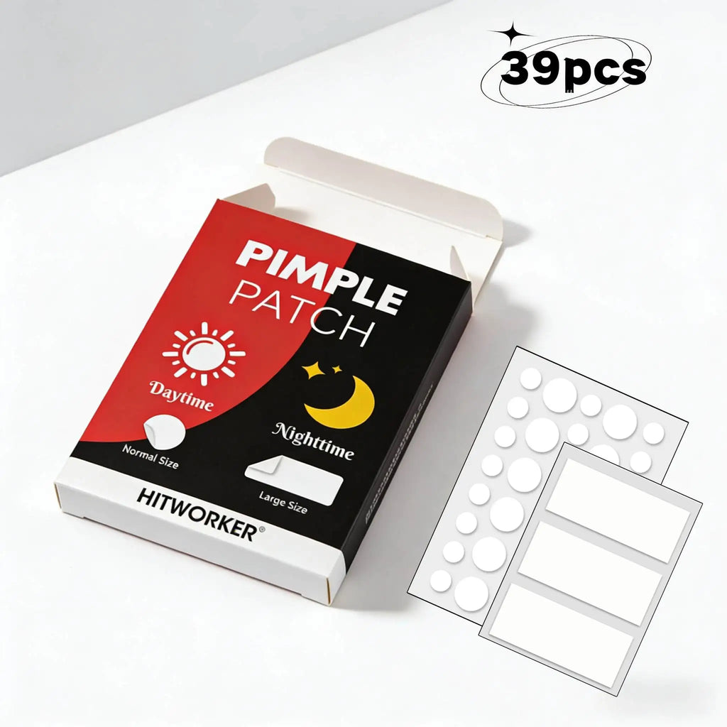 39Pcs Hydrocolloid Acne Patches, Professional Blemish Absorbing Pimple Stickers, Invisible Breathable Facial Skin Care Patch