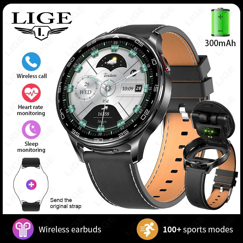 New TWS 2 in 1 Smart Watch with Headphones Sports Clock Bluetooth Call Music Watches Men Health Monitor Women Smartwatch Earbuds