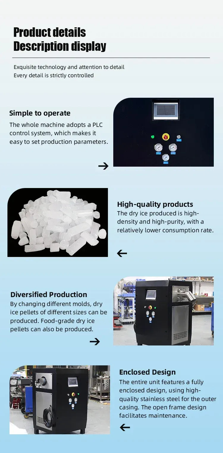 Dry Ice Pellet Maker 50kg/h 3kW Commercial Granulator