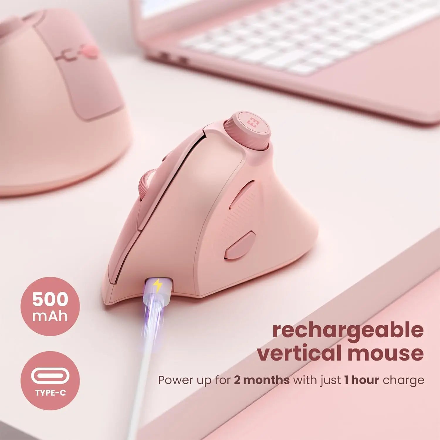 Seenda Ergonomic Bluetooth Wireless Mouse with Volume knob Quiet clicks Rechargeable Vertical USB Mouse for Mac Windows PC