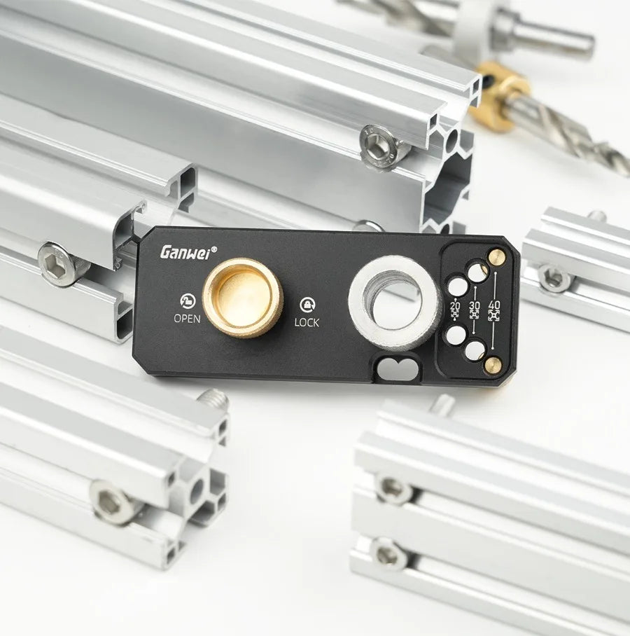Aluminum Profile Positioning Punching Locator 20/30/40 Series Profile Universal Drilling Jig Set with M6 and M8 Step Drill Bits
