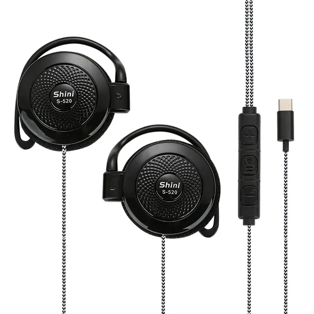 Wired Sports Earphones - Secure Ear Hook Stereo Sound by Tidesmit black Tidesmit