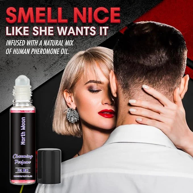 North Moon pheromone roll-on perfume for men. Long-lasting scented oil in a slim glass bottle to enhance attraction.