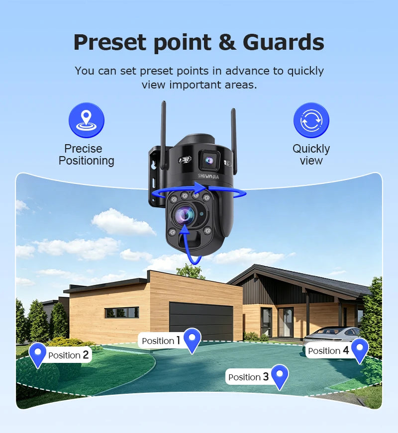 SHIWOJIA AI Ubox 4K 60X Optical Zoom 4G Solar Camera Dual Screen Outdoor WiFi PTZ PIR Detection Human Auto Tracking CCTV Cameras