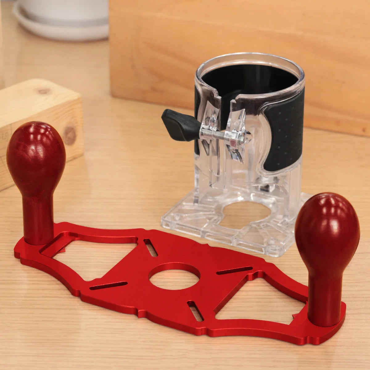 Upgraded Woodworking Router Base, Edge Guide Slotting Base with Handles and Centerline Pointer for Milling & Trimming