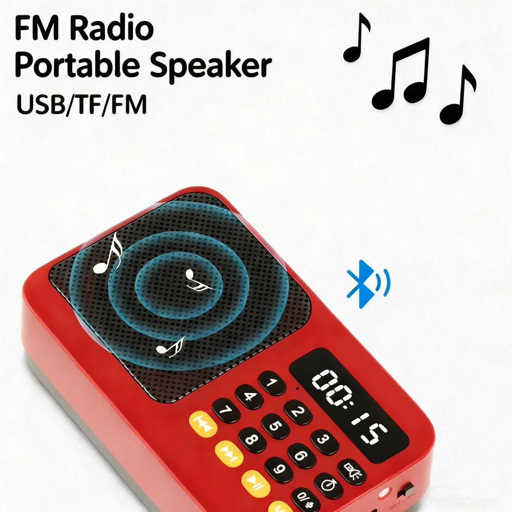 FM Radio Portable Speaker Bluetooth 5.0 with LED Light Support Recording TF Card USB Play Wireless Speaker Radio FM Receiver