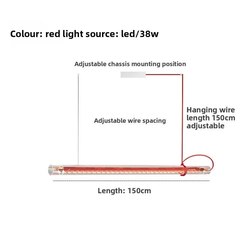 Modern LED Ring Light | Minimalist Adjustable Linear Studio Lighting red 150cm Tidesmit