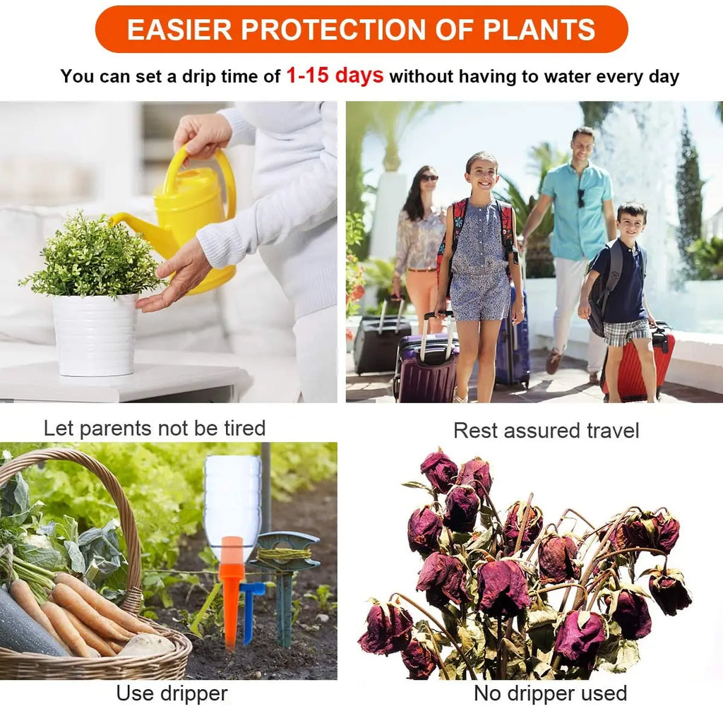 Auto Drip Irrigation System Automatic Watering Dripper Spike Garden Plants Flower Dripper Waterer Tools 1/2/4/6/12PCS